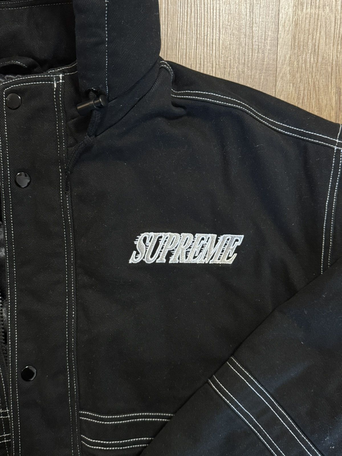 Supreme Supreme x Mitchell & Ness Twill Stadium Jacket 'Black' Size US XL / EU 56 / 4 - 6 Thumbnail