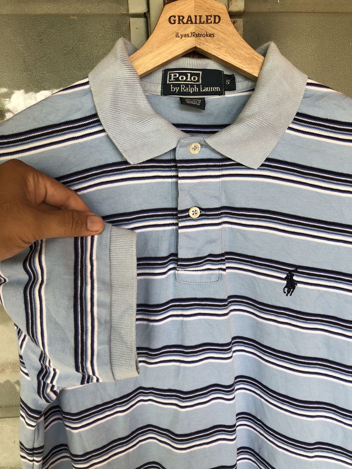 Polo Ralph Lauren Vintage Polo Ralph Lauren Stripe Blue Harizontal Collar Tee Size US S / EU 44-46 / 1 - 5 Thumbnail