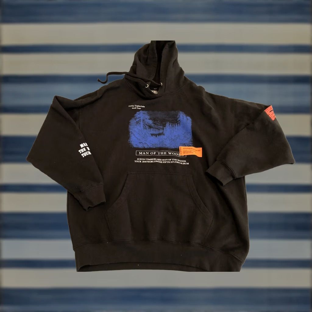 Heron Preston VINTAGE 2018 Justin Timberlake Man Of The Woods Tour Hoodie Sweater Heron Preston XL Black Cotton Blend Pullover Men Boys Mens Womens? Size US XL / EU 56 / 4 - 1 Thumbnail