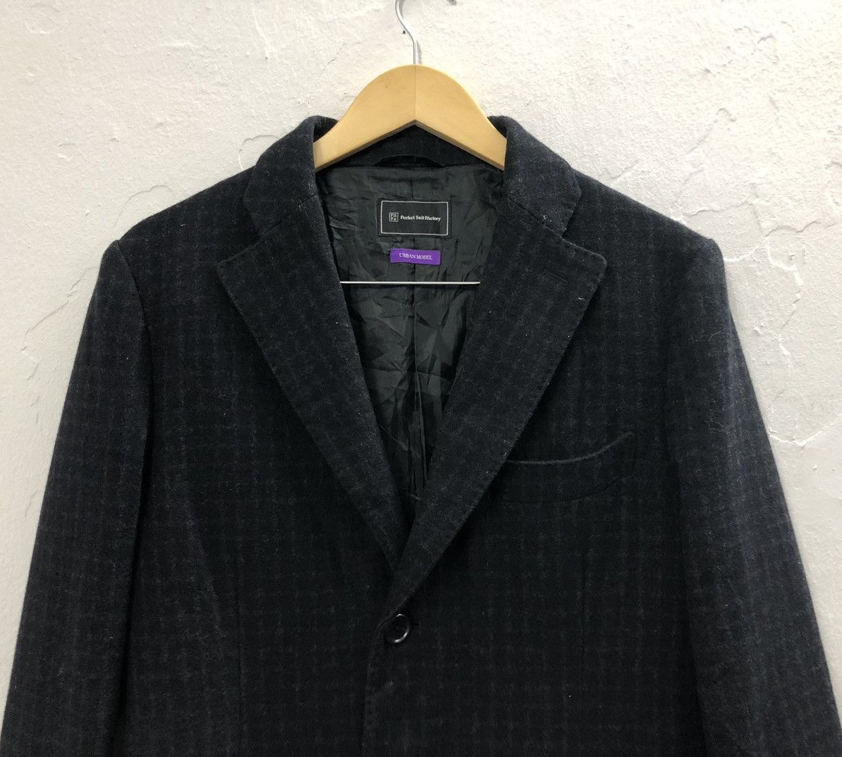 Other Vintage Carreman Wool&Cashmere Checkered Trench Coat Jacket Size 38R - 3 Thumbnail