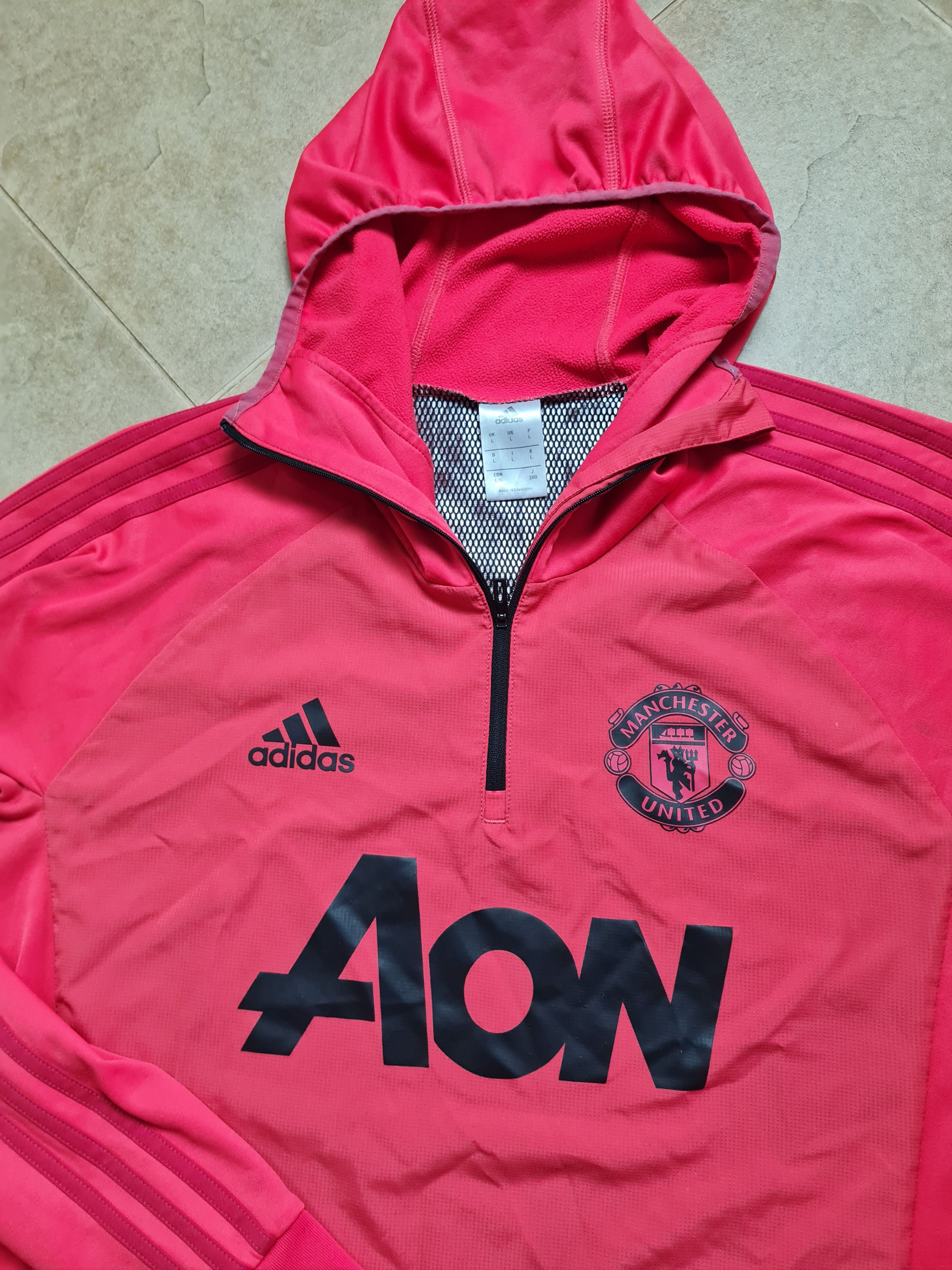 Adidas Adidas 2018-19 Manchester United 1/4 Zip Hooded Training Top Size US L / EU 52-54 / 3 - 9 Thumbnail
