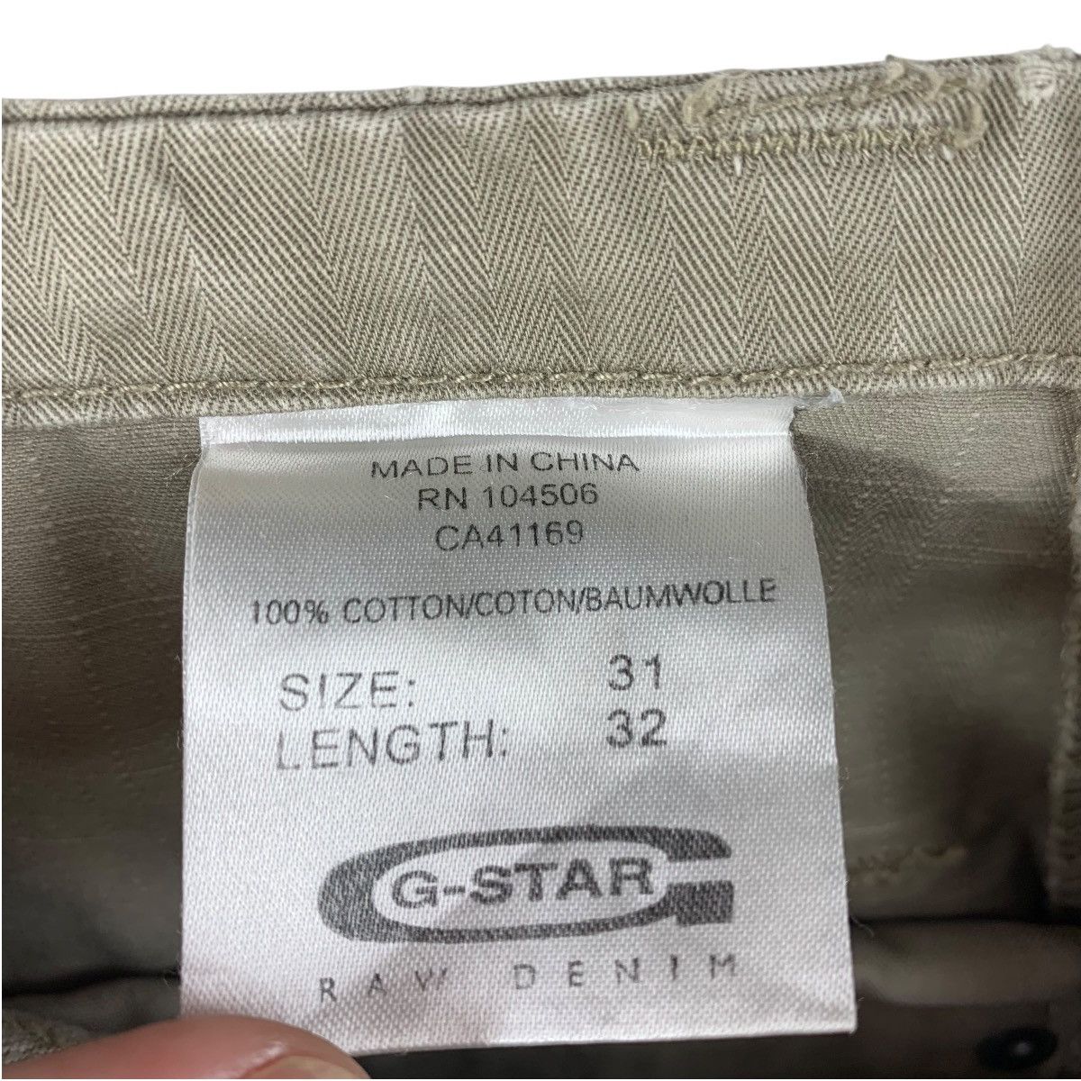 G-Star G-STAR Raw zipped khaki jeans pants Size US 31 - 22 Thumbnail
