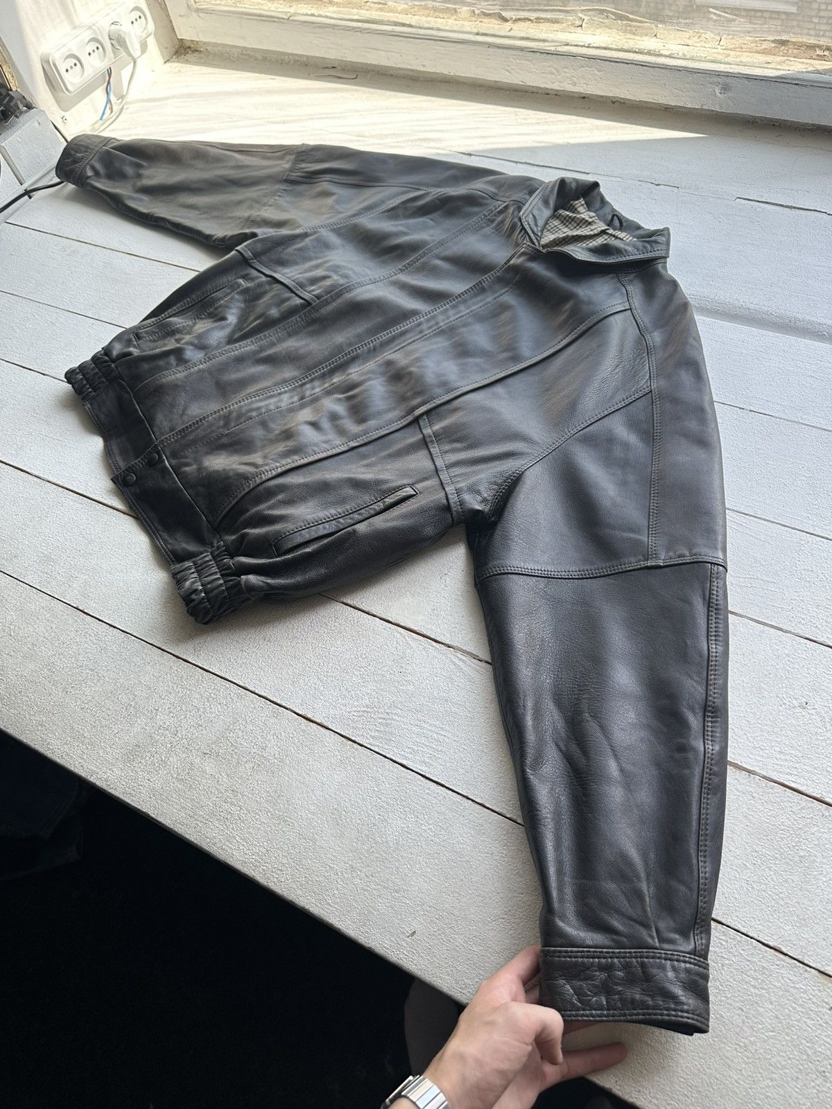 Other 🚨VNTG LEATHER JACKET AVANT GARDE ASYMMETRICAL BROWN MOTO Size US L / EU 52-54 / 3 - 2 Thumbnail
