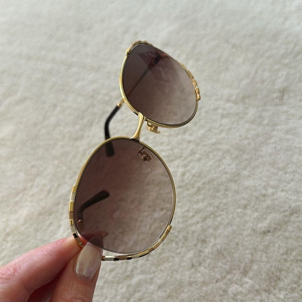 Gucci 59mm Round Sunglasses in Gold/Brown Gradient