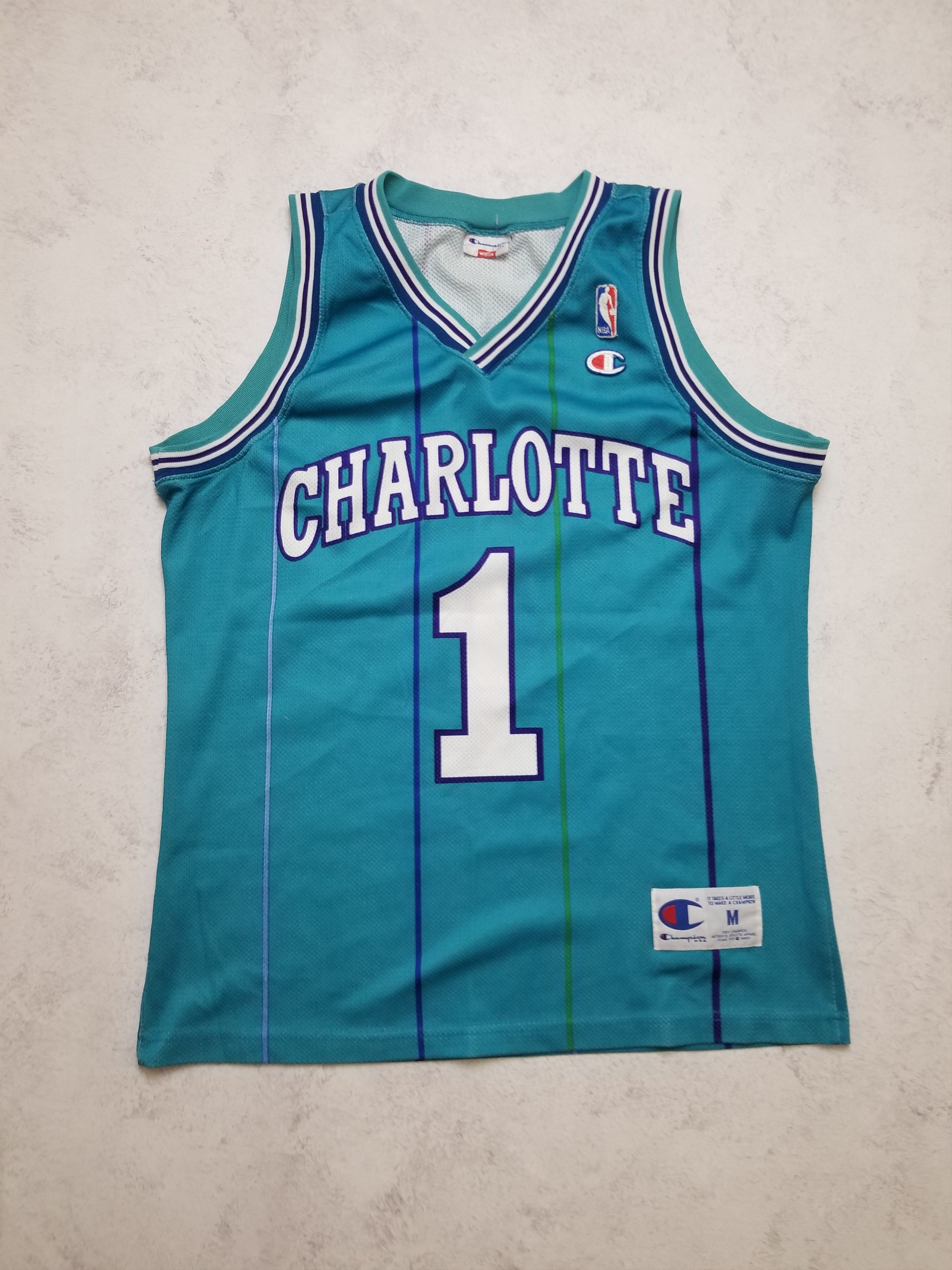 Champion Charlotte Hornets #1 Muggsy Bogues Champion NBA jersey Size US M / EU 48-50 / 2 - 1 Thumbnail
