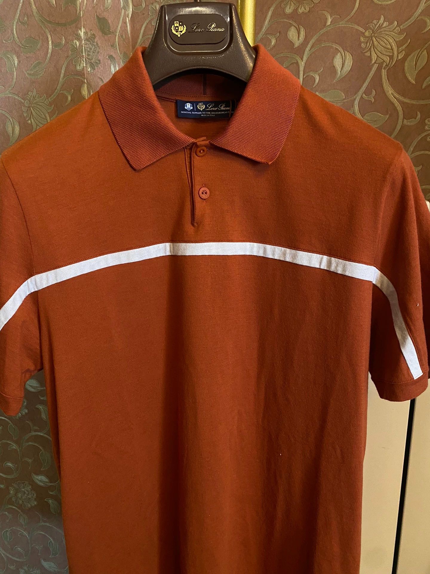 Loro Piana LORO PIANA Men's S Orange Knit Polo Shirt Size US S / EU 44-46 / 1 - 2 Thumbnail