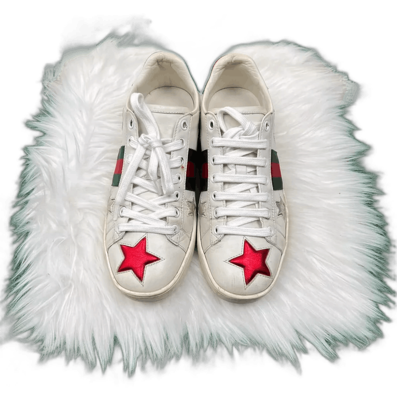 Gucci Gucci Star Logo White Sneakers Size 36.5 Size US 6 / IT 36 - 1 Thumbnail