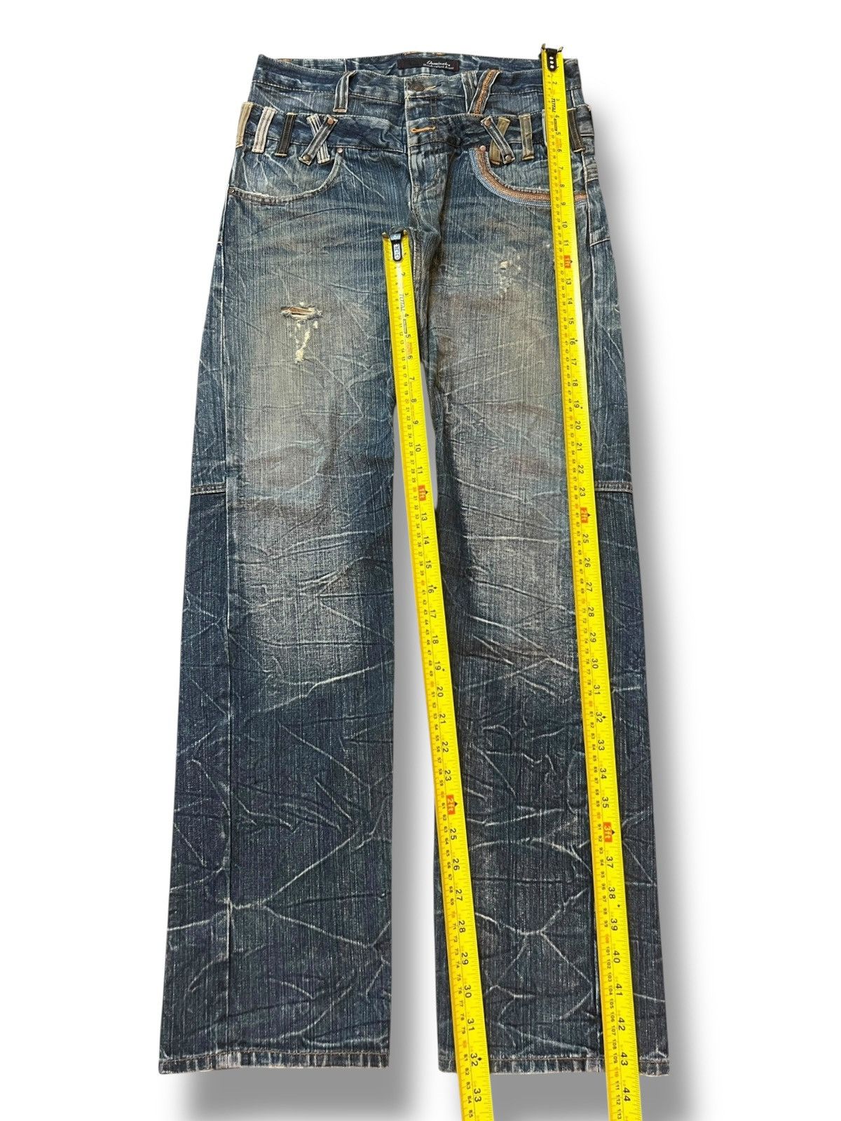 Japanese Brand Vintage Dominate Handcraft Jeans Double Waist - Thunder Wash Size US 33 - 17 Thumbnail