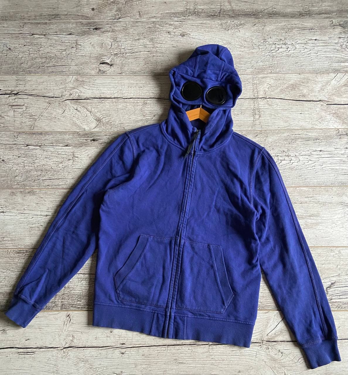 image of C P Company Google Zip Hoodie Jacket in Blue, Men's (Size XL)