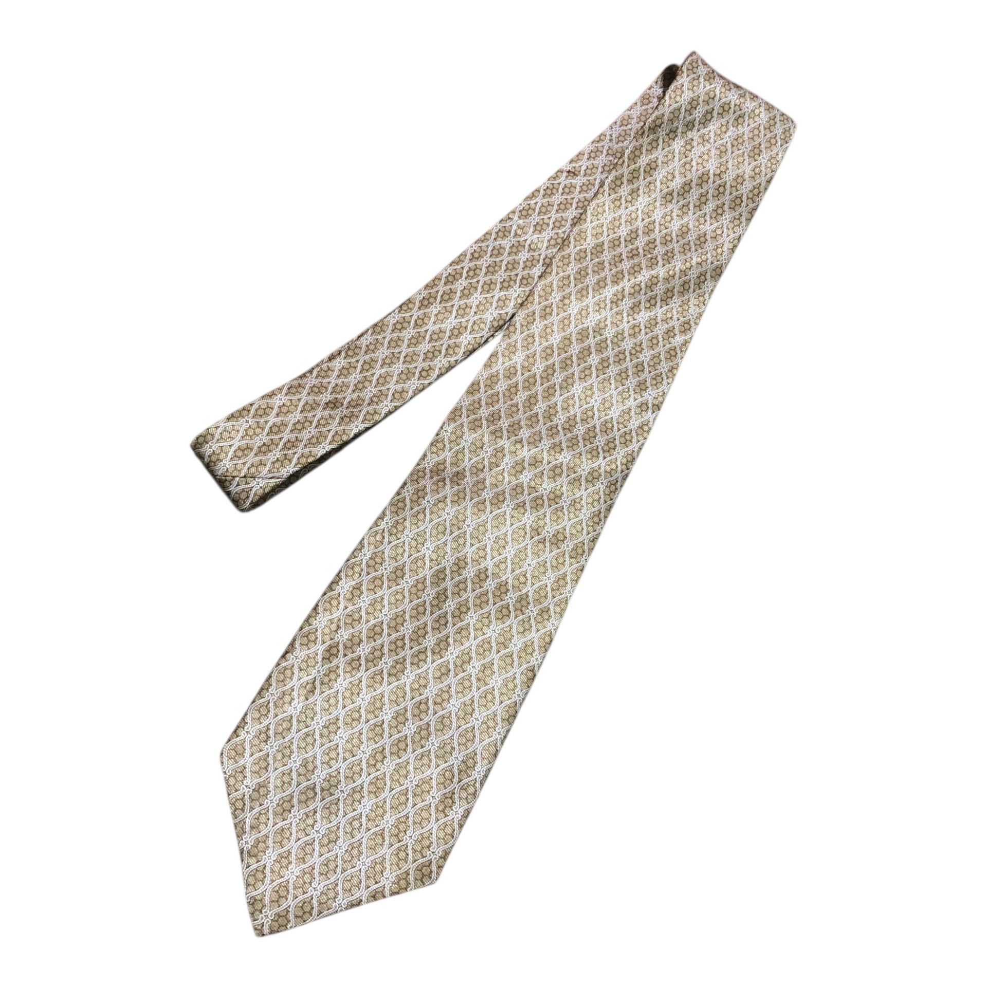 Hermes 🔥Vintage HERMÉS Silk Necktie Beige Formal Office Luxury Tie Size ONE SIZE - 7 Thumbnail