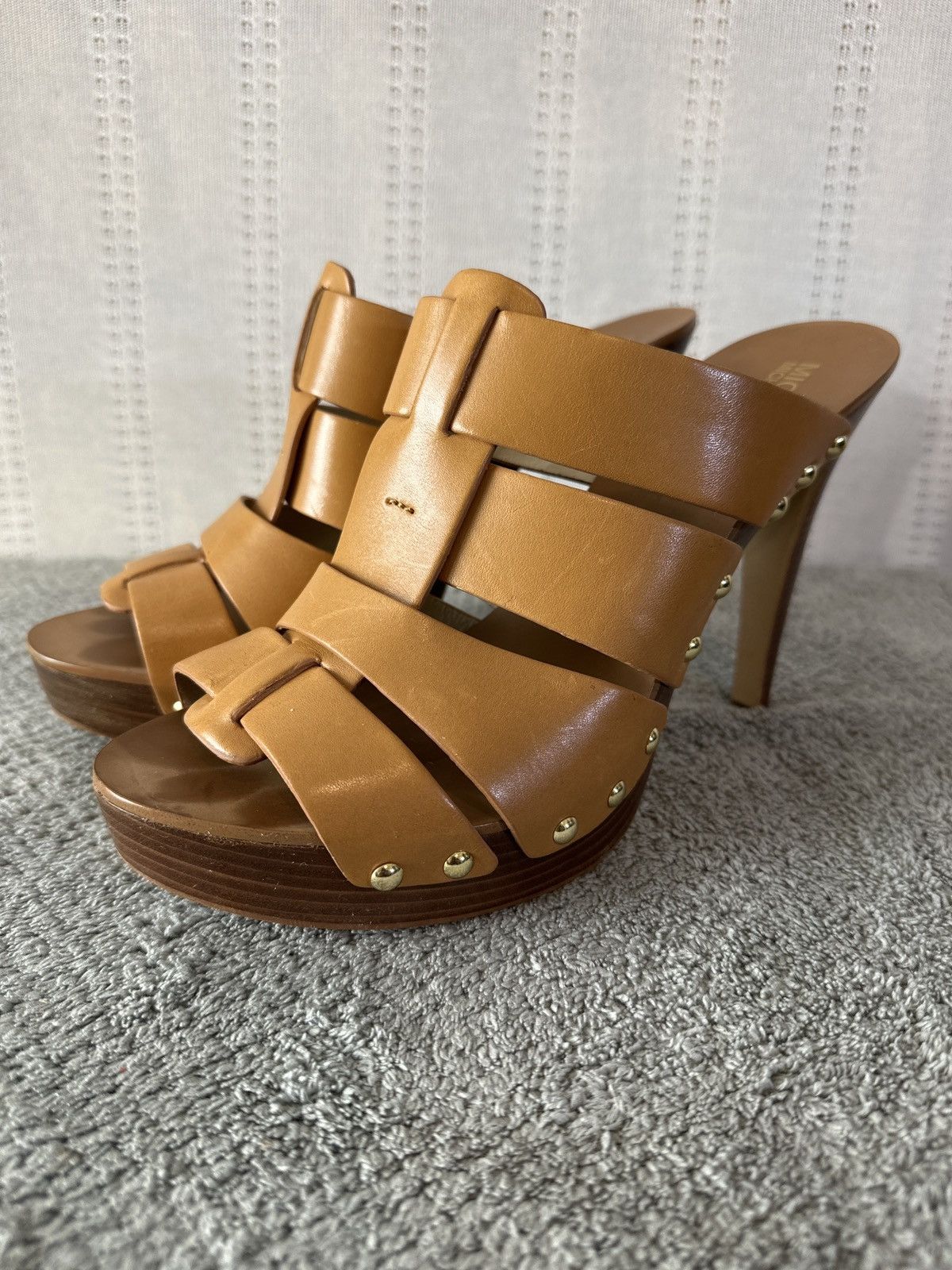 Michael Kors MICHAEL Kors Somerly Leather Mule Pump Brown Studded Size US 9 / IT 39 - 1 Thumbnail