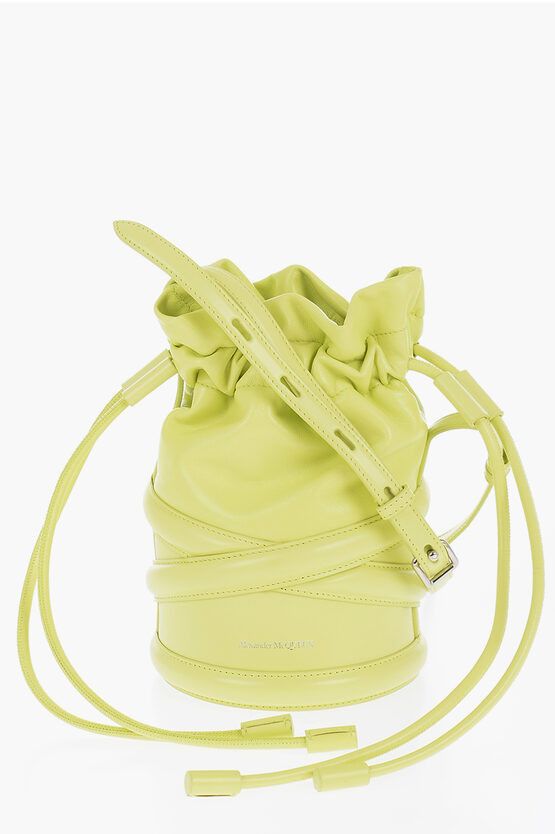 Alexander McQueen Soft Curve Bucket Bag with Drawstring in lime Size ONE SIZE - 1 Thumbnail