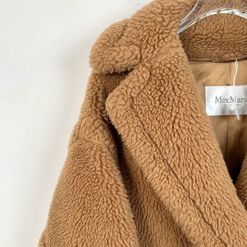 Max Mara Max Mara Teddy brown teddy camel-fleece lapel double-breas Size S / US 4 / IT 40 - 3 Thumbnail