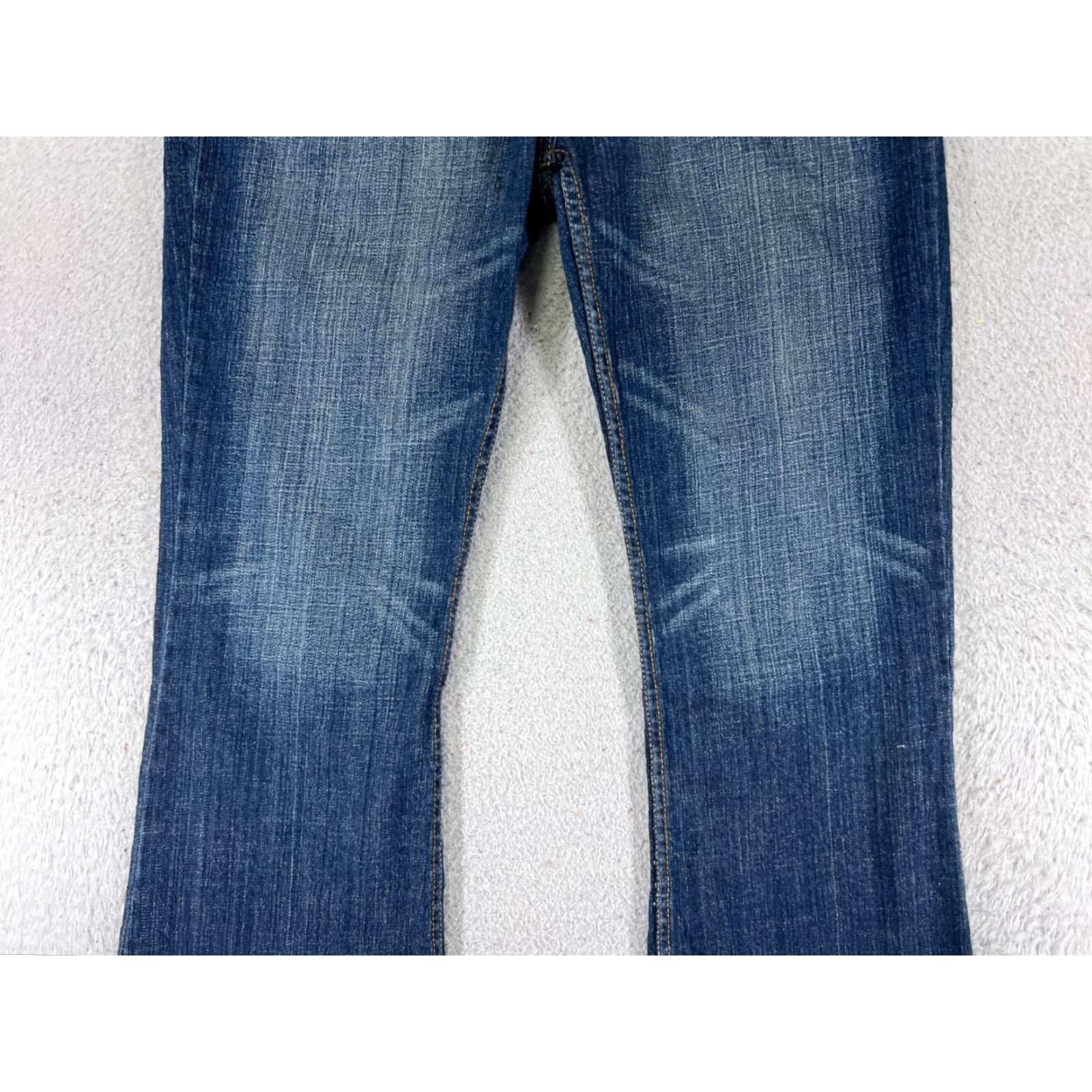 CO Denim Co Jeans Womens 14 Blue Denim Flared Low Rise 33x30 Cotton Blend 5-Pocket Zipper Distressed Regular Size 14 Womens Jeans Size 36" / US 14 / IT 50 - 3 Thumbnail