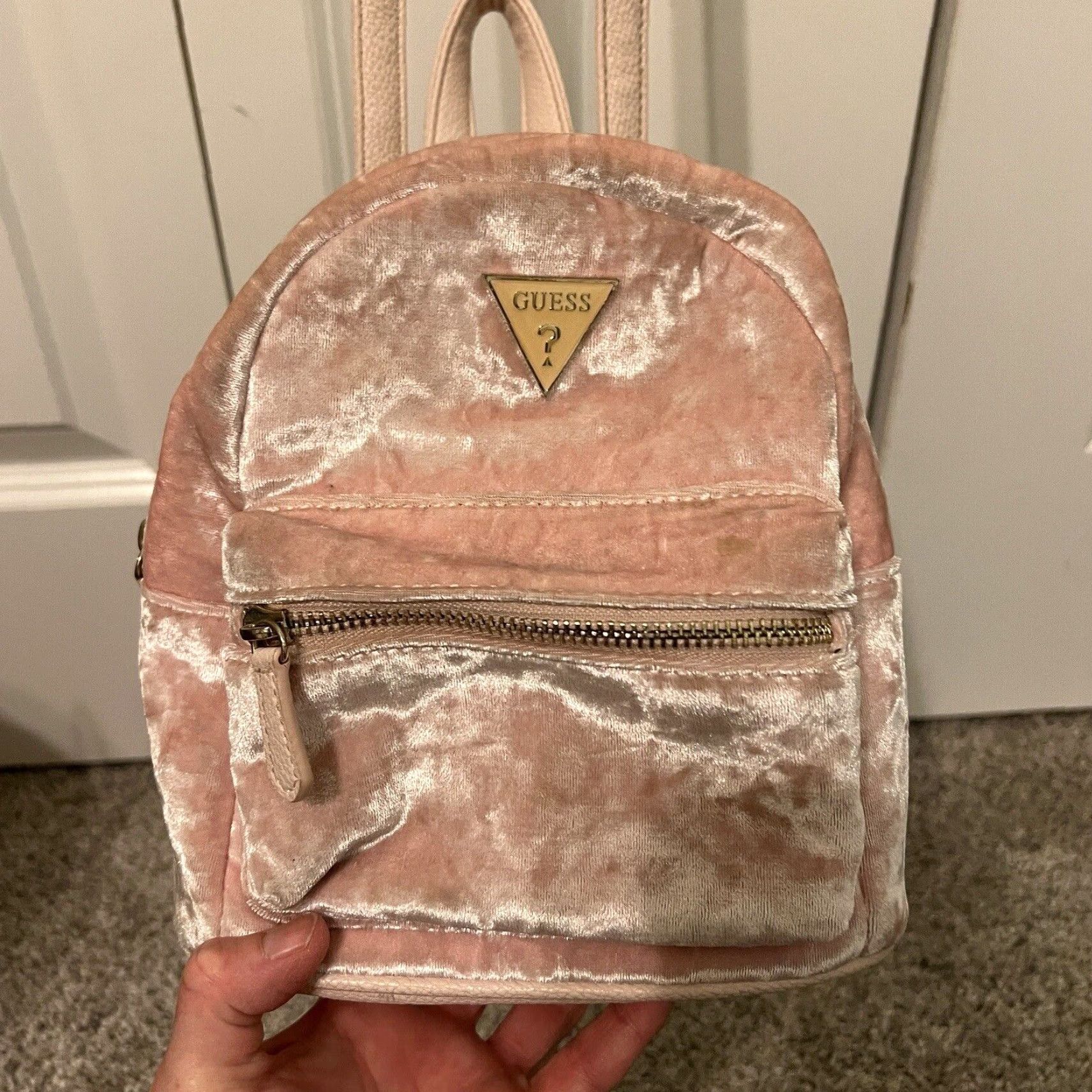Guess VINTAGE Guess Backpack Purse Women Small Pink Cotton Blend Solid 90s Womens Size ONE SIZE - 2 Thumbnail