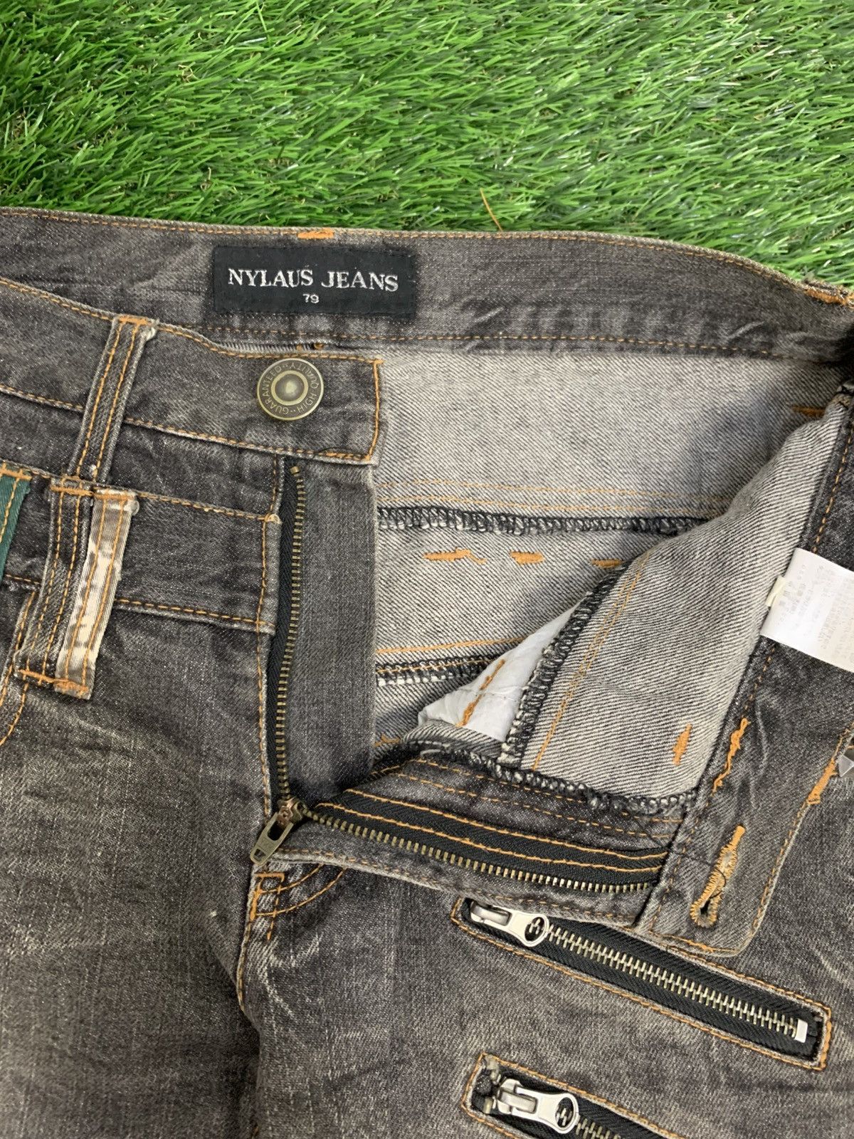 Vintage NYLAUS Double Waist Clawmark Distressed Faded Jean Size US 30 / EU 46 - 10 Thumbnail