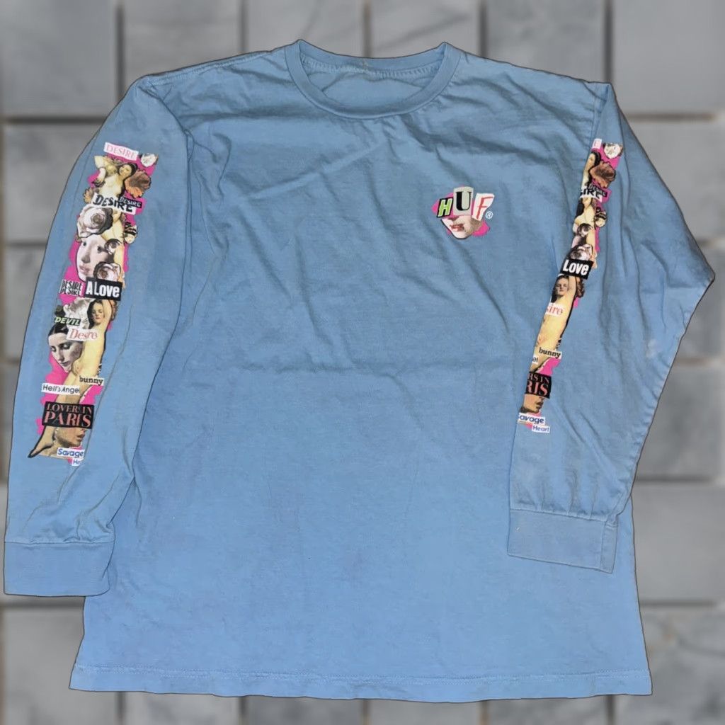 Huf HUF Long Sleeve T-Shirt Blue L Mens Skateboarding Shirt - 20x28 Large Size US L / EU 52-54 / 3 - 1 Thumbnail