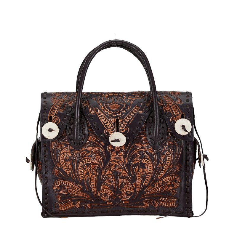 Other Other Carving Tribes Maestra S Leather Handbag Brown Leather Handbag in Very Good Condition Size ONE SIZE - 1 Thumbnail
