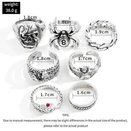 VIBE 7 Pieces/ Set- Gothic Theme Ring Size ONE SIZE - 2 Thumbnail