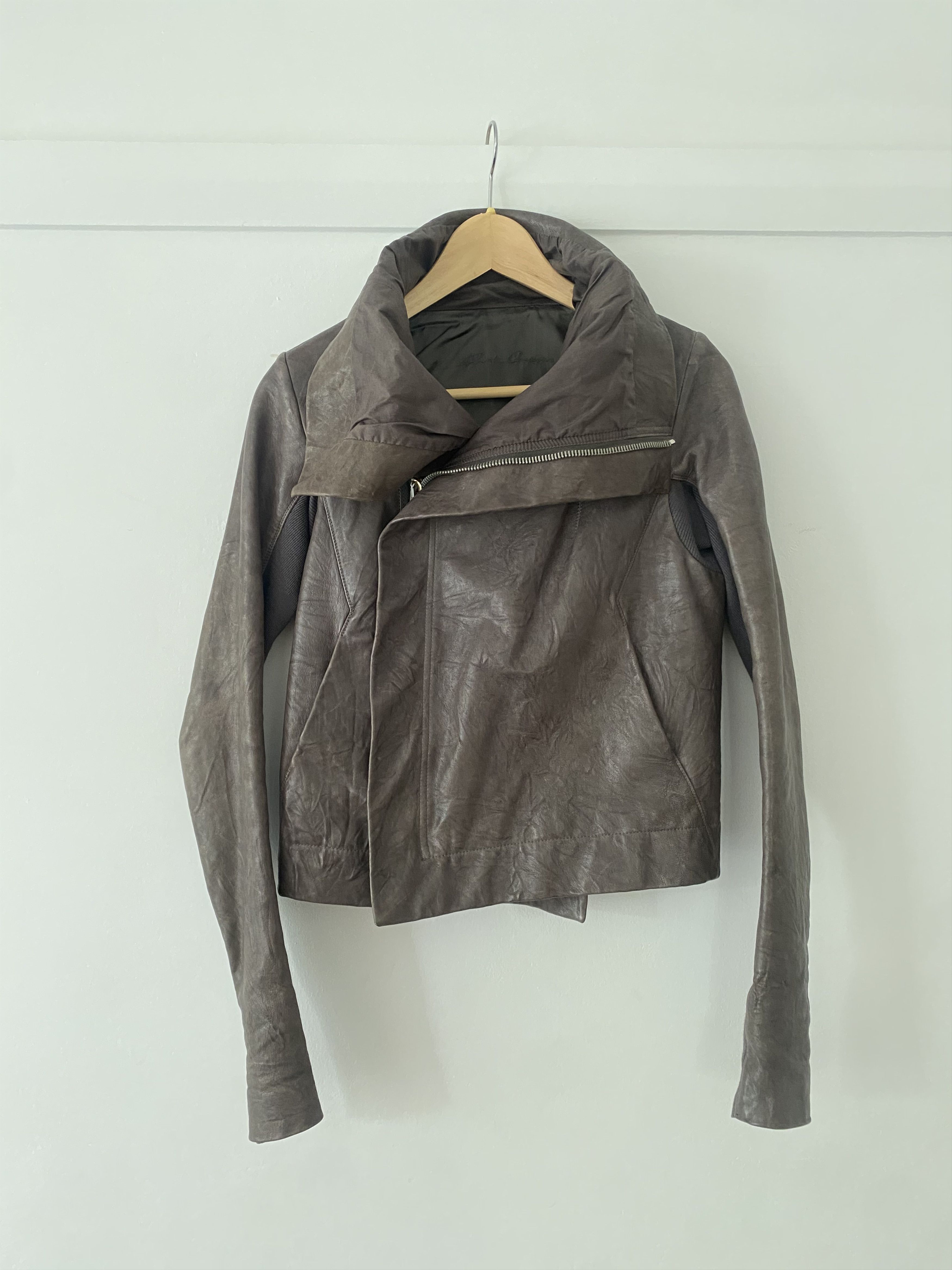 Rick Owens Rick Owens AW13 “Plinth” Funnel Neck Leather Jacket – IT 44 Size S / US 4 / IT 40 - 1 Thumbnail