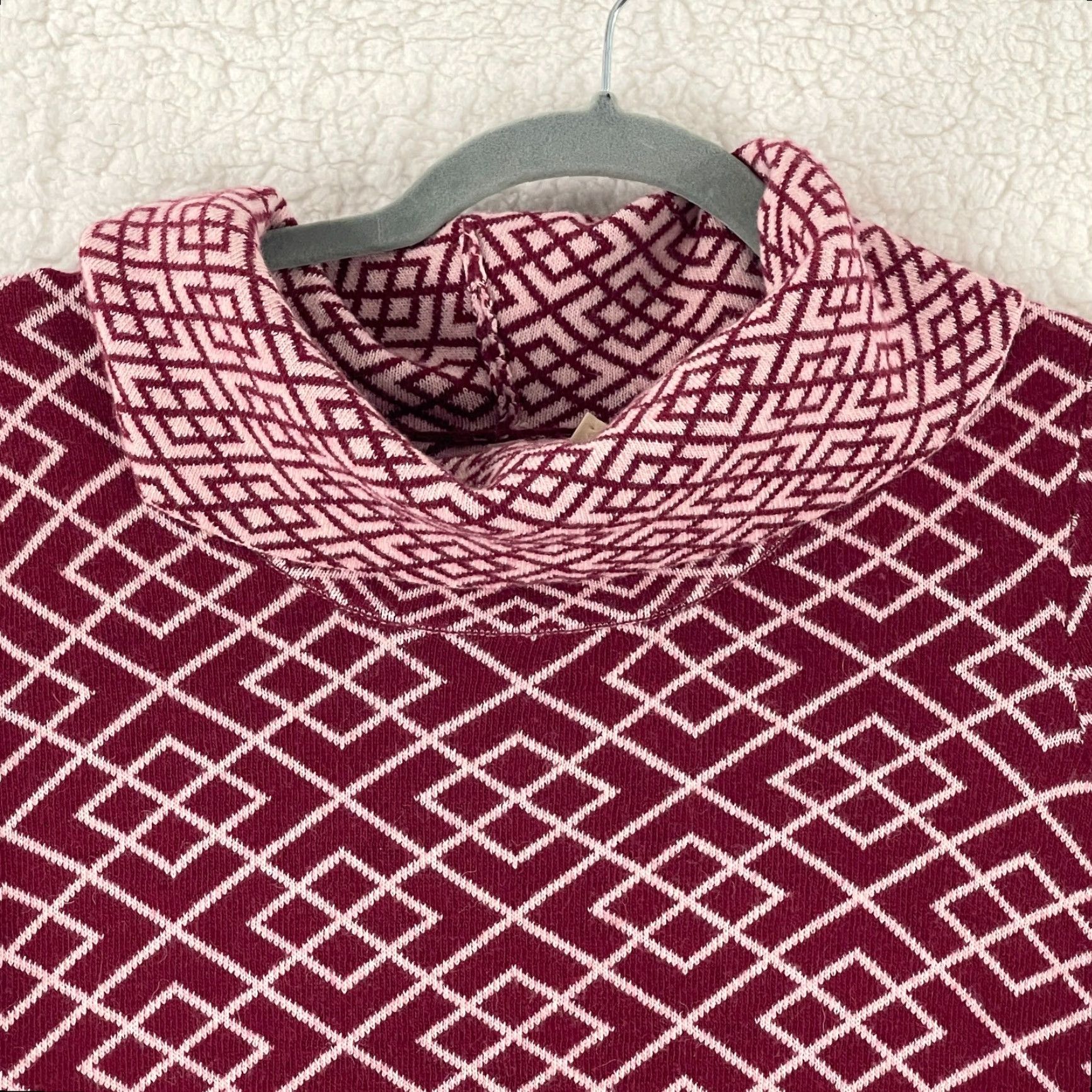 Anthropologie Anthropologie Sweater Women Medium Red Galena Cowl Neck Long Sleeve Geometric Bohemian Knit Pullover AVS Size M / US 6-8 / IT 42-44 - 3 Thumbnail