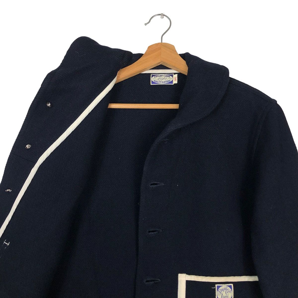 Sugar Cane 🔥VINTAGE CROPPED WOOL JACKET SUGAR CANE SC11635 Size XS / US 0-2 / IT 36-38 - 11 Thumbnail