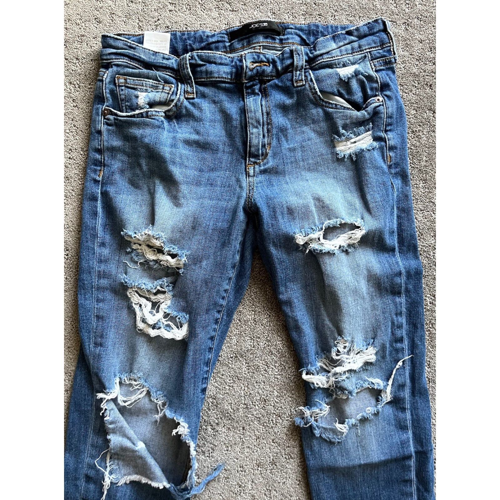 Vintage Joes Jeans Womens Size 26 Billie Medium Wash Boyfriend Slim Crop Jeans Ripped Size 26" / US 2 / IT 38 - 2 Thumbnail