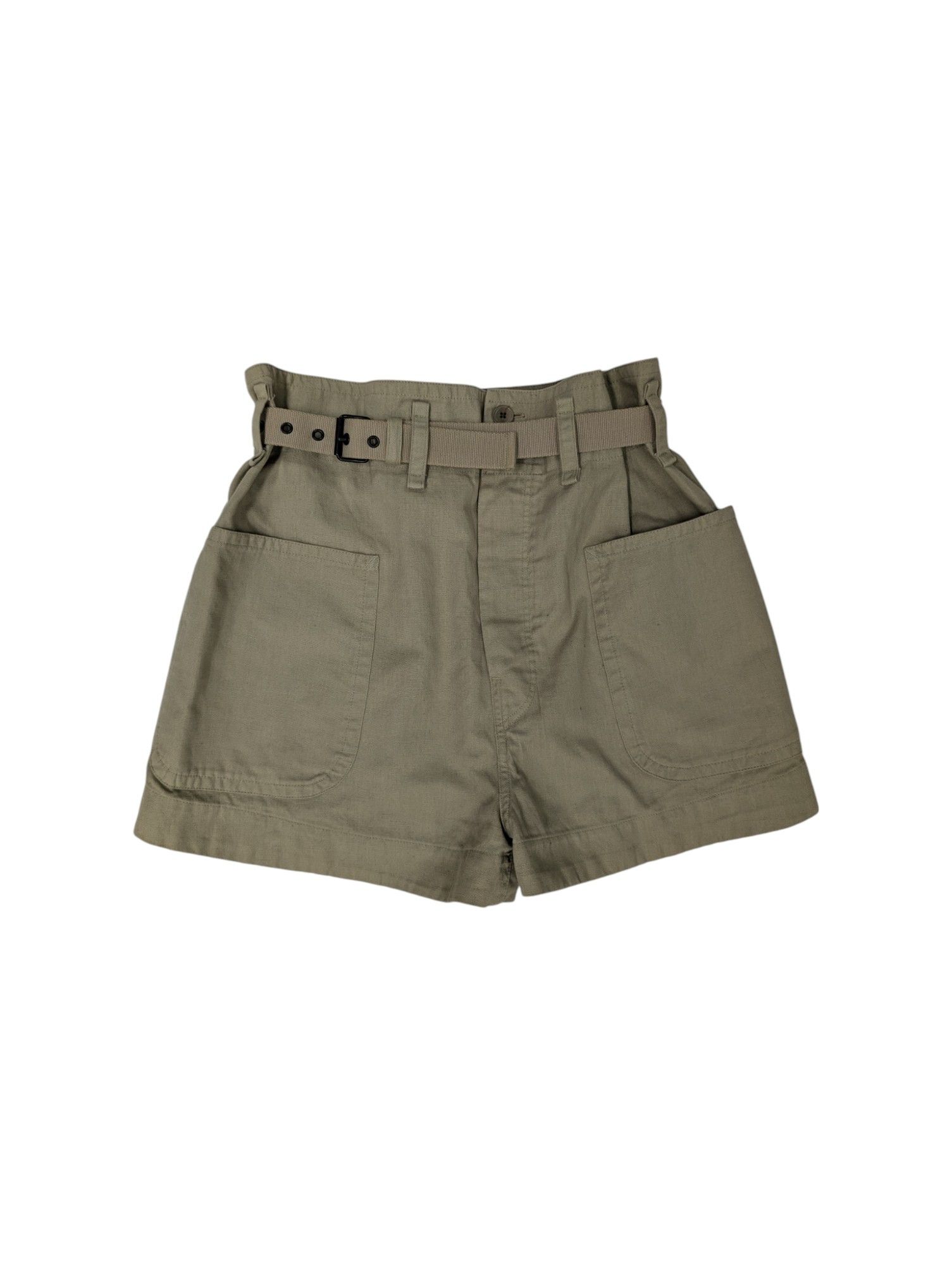 Isabel Marant Etoile Beige Canvas High Waist Belted Shorts Size 25" / US 0 / IT 36 - 1 Thumbnail
