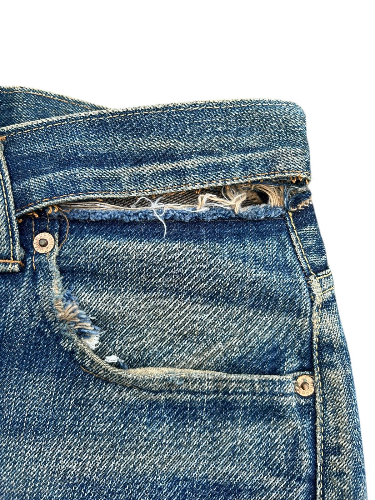 Kapital Thrashed Vintage Blue Blue Indigo Selvedge Denim Jeans Size US 32 / EU 48 - 11 Thumbnail