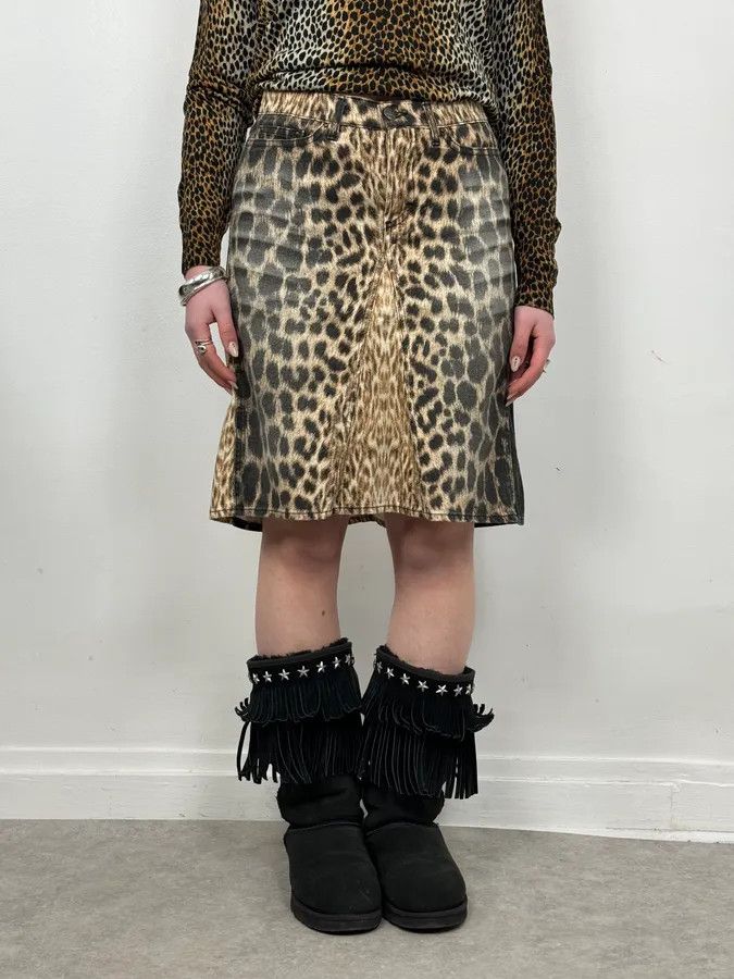 Roberto Cavalli SS2003 Cavalli Leopard Beige & Black Skirt Size US S / EU 44-46 / 1 - 1 Thumbnail