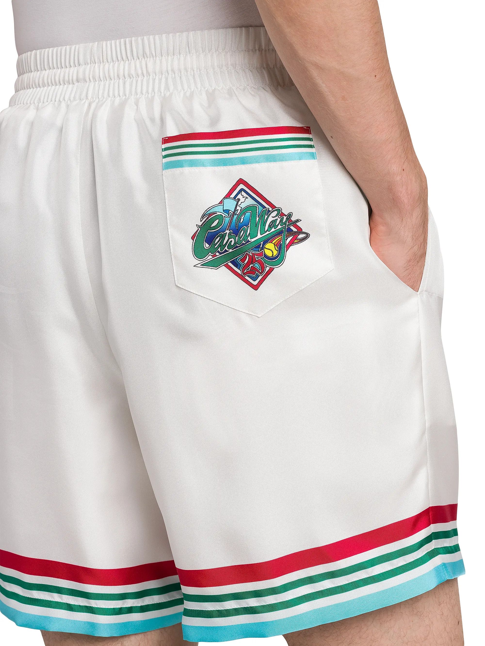 Casablanca os11x0725 Striped Silk Drawstring Track Shorts in Multicolor Size US 32 / EU 48 - 5 Thumbnail