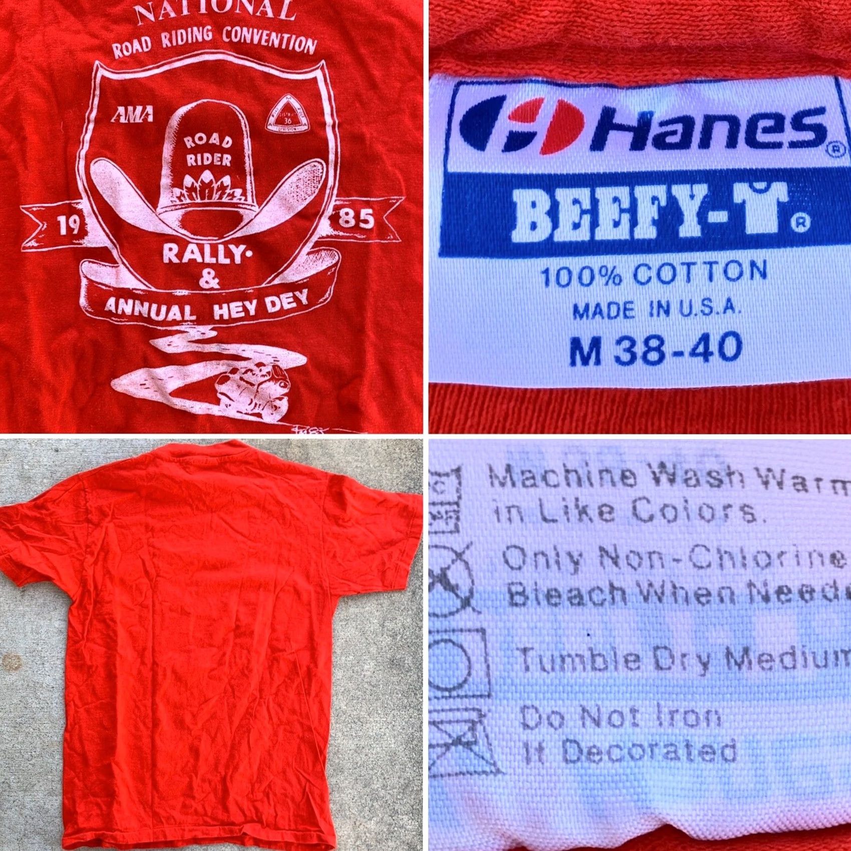 Hanes VINTAGE AMA Road Rider Annual Hey Day 85 T-Shirt National Road Riding Convention Hanes M Red Mens Graphic Tee 1985 1980s USA Size US M / EU 48-50 / 2 - 2 Thumbnail