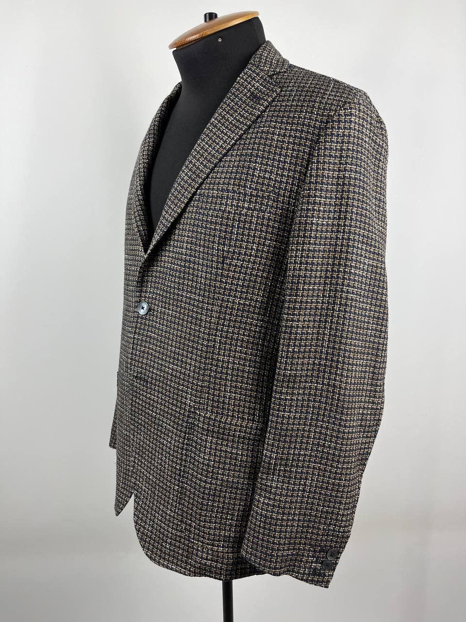 Paoloni Paoloni Italy Men's Cotton Linen Houndstooth Blazer Size 54 Size US XL / EU 56 / 4 - 2 Thumbnail