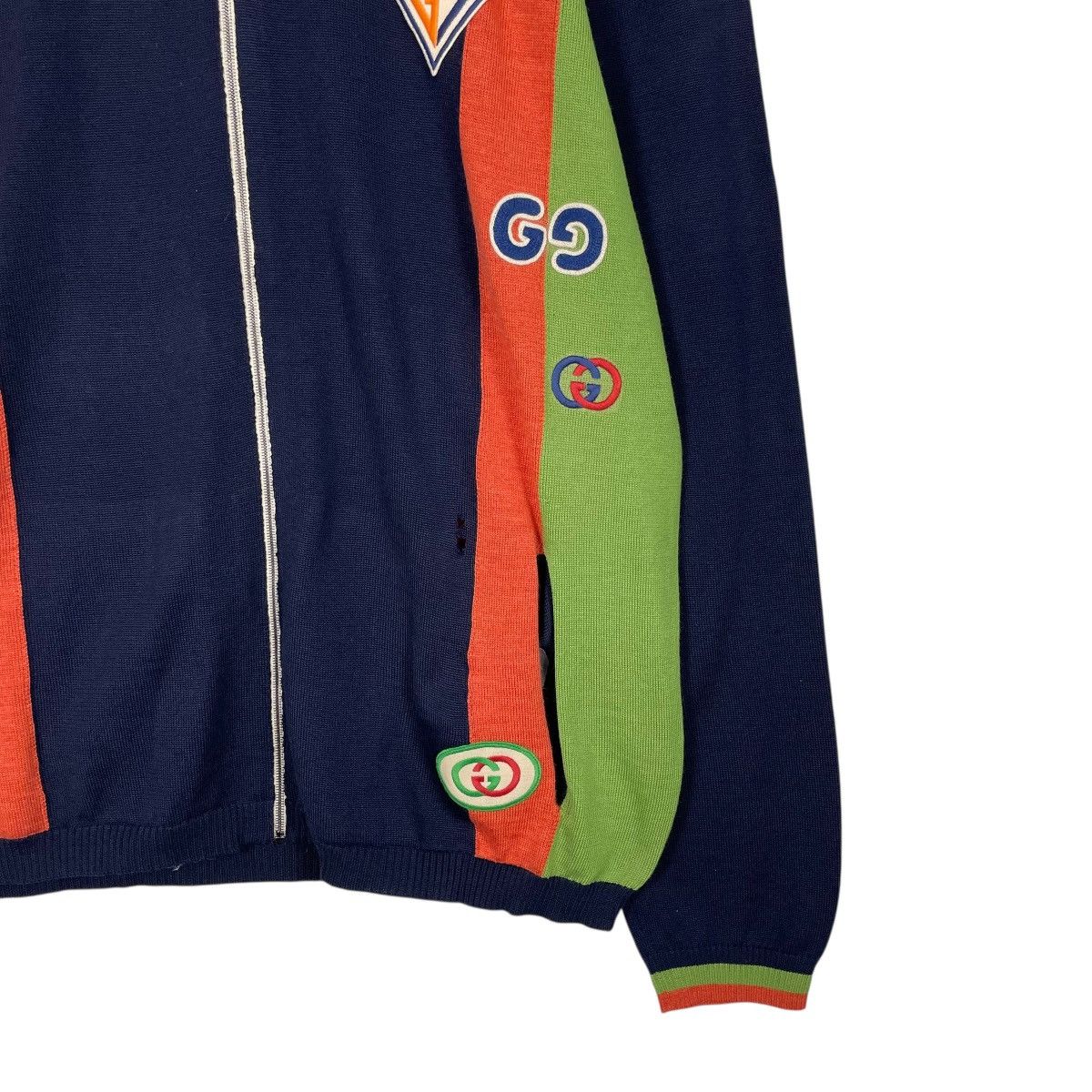 Gucci Gucci Logo-Appliquéd Striped Wool Zip-Up Sweater Jacket Size US L / EU 52-54 / 3 - 4 Thumbnail