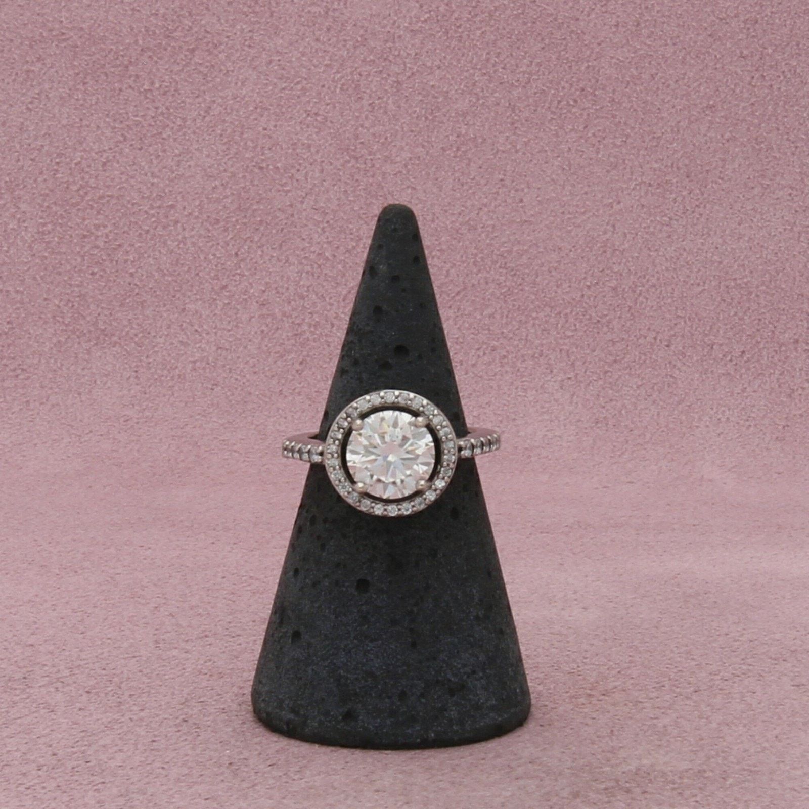 Sterling Silver sterling silver round-cut cz & halo ring size 5.25 Size ONE SIZE - 3 Thumbnail