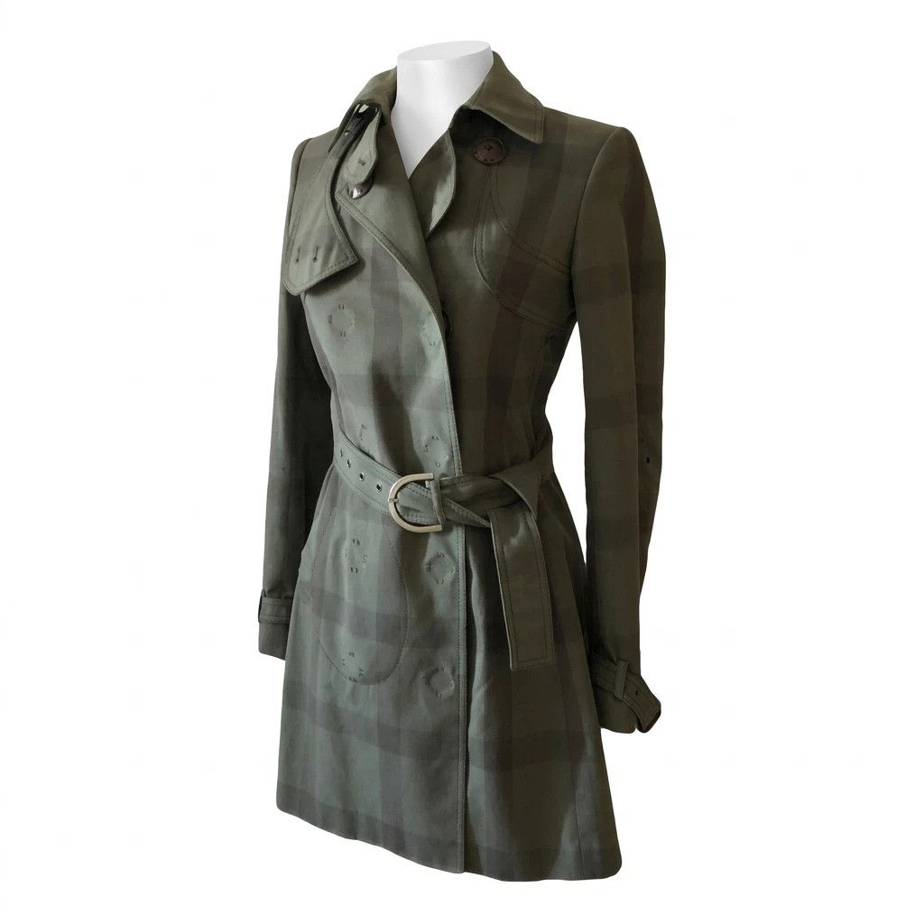 Stella McCartney Stella McCartney Luxury Plaid Trench Coat Khaki EU44 Size M / US 6-8 / IT 42-44 - 5 Thumbnail
