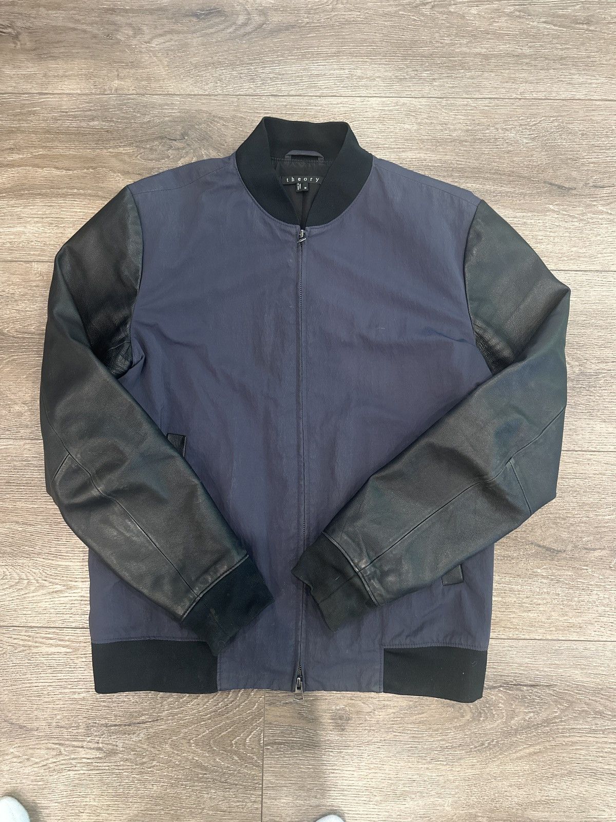 Theory Theory Men’s Nylon & Lamb Leather Sleeve Bomber Jacket - M Size US M / EU 48-50 / 2 - 1 Thumbnail