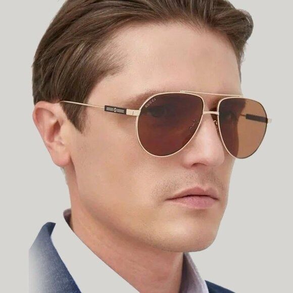 Gucci Gucci GG1311S 002 Sunglasses Gold Aviator Frame Size ONE SIZE - 3 Thumbnail