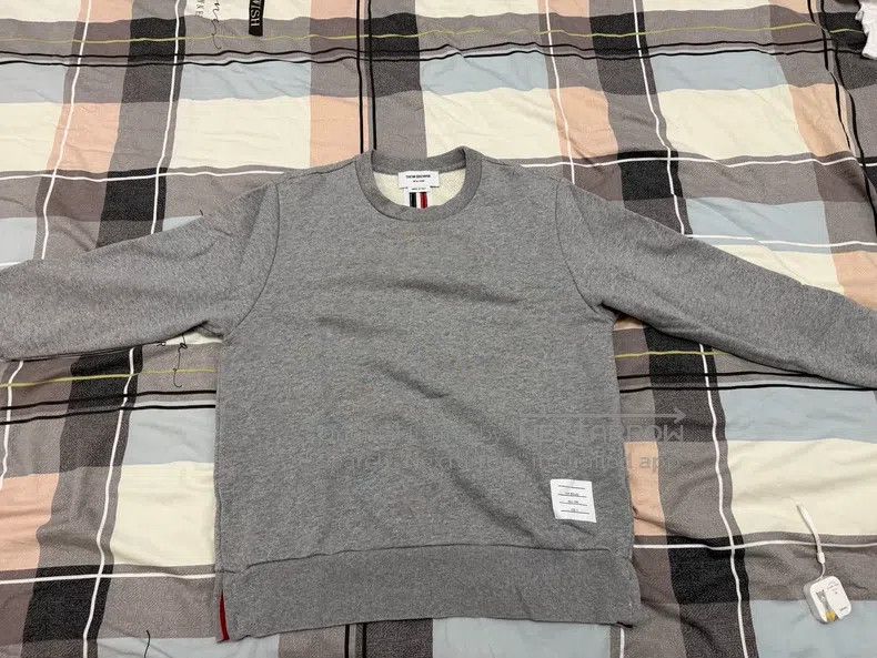 Thom Browne Thom Browne Round-neck sweatshirt, back color block, gray Size US M / EU 48-50 / 2 - 1 Thumbnail