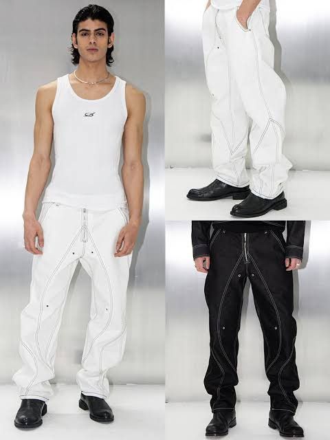 image of Archival Clothing 51Percent Tunnel Lining Trousers Denim Pants in White, Men's (Size 32)