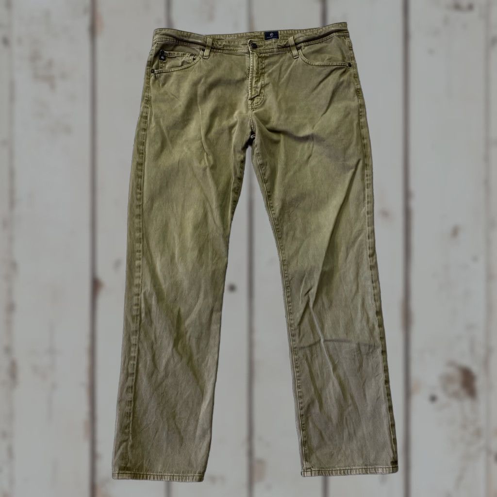 Vintage AG Adriano Goldschmied The Graduate Tailored Leg Pants 39x32 Beige Cotton Elastane Regular Mens Size US 39 - 1 Thumbnail