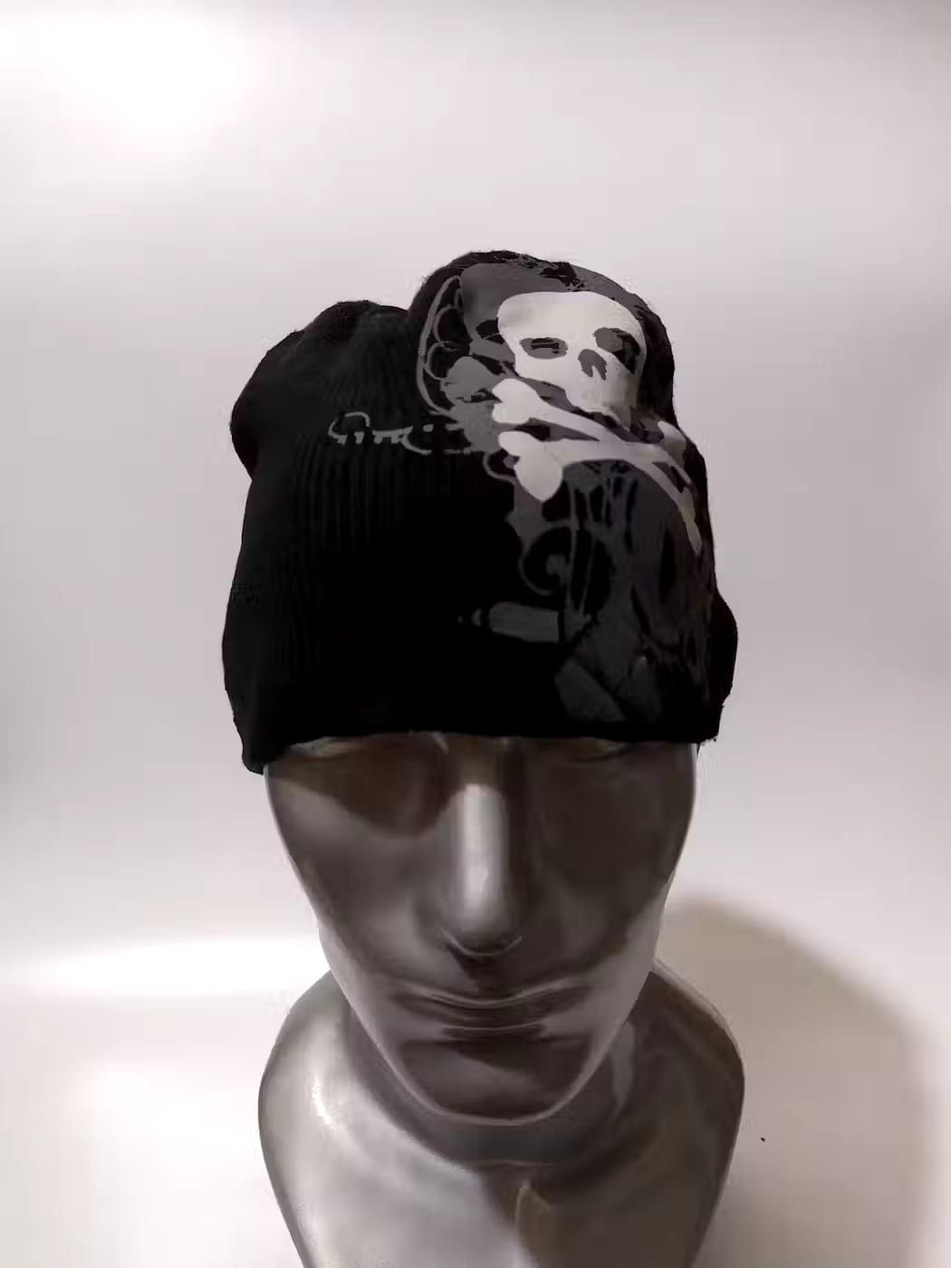 image of Avant Garde Daiso Japan Skull Skeleton Punk Beanie Hats in Black, Men's