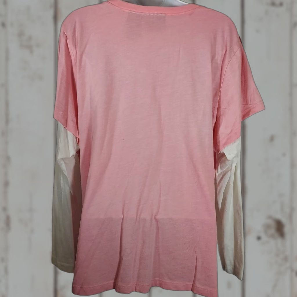Harley Davidson Harley-Davidson Womens T-Shirt 1W Pink & White Long Sleeve Rhinestones Size XS / US 0-2 / IT 36-38 - 1 Thumbnail