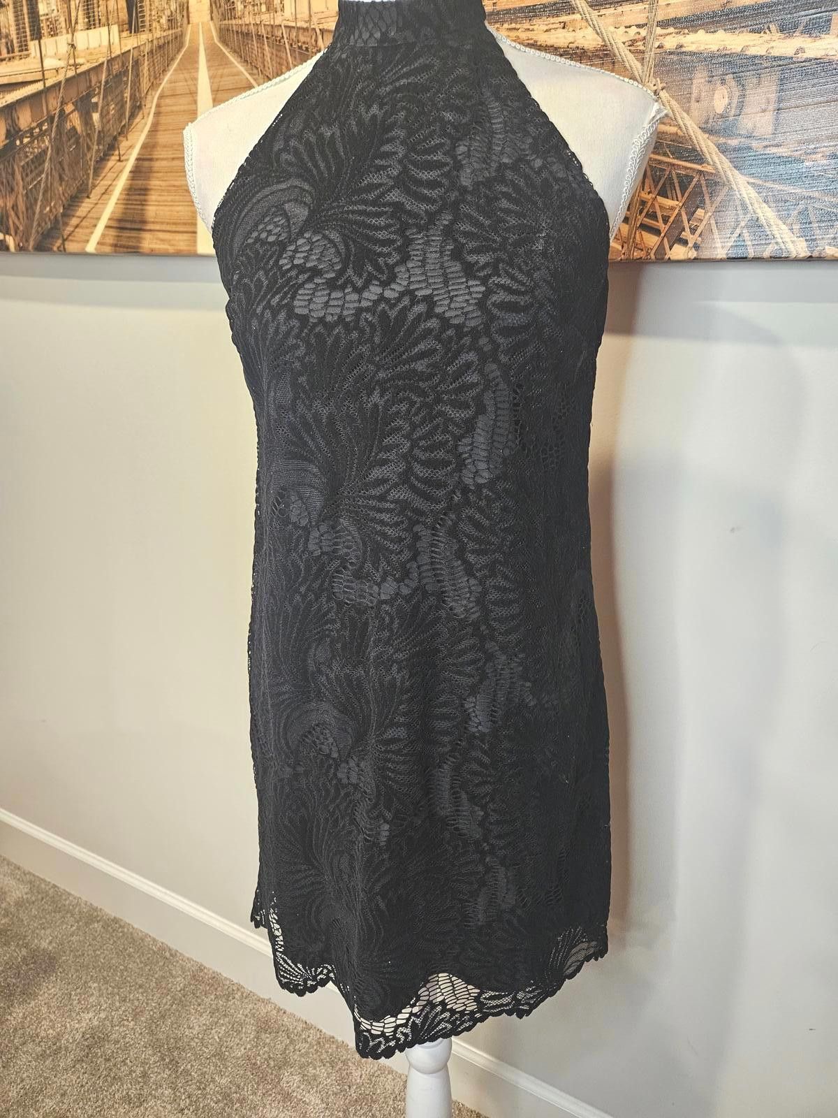 Designer Loft Elegant Black Lace Halter Dress Size XS / US 0-2 / IT 36-38 - 1 Thumbnail