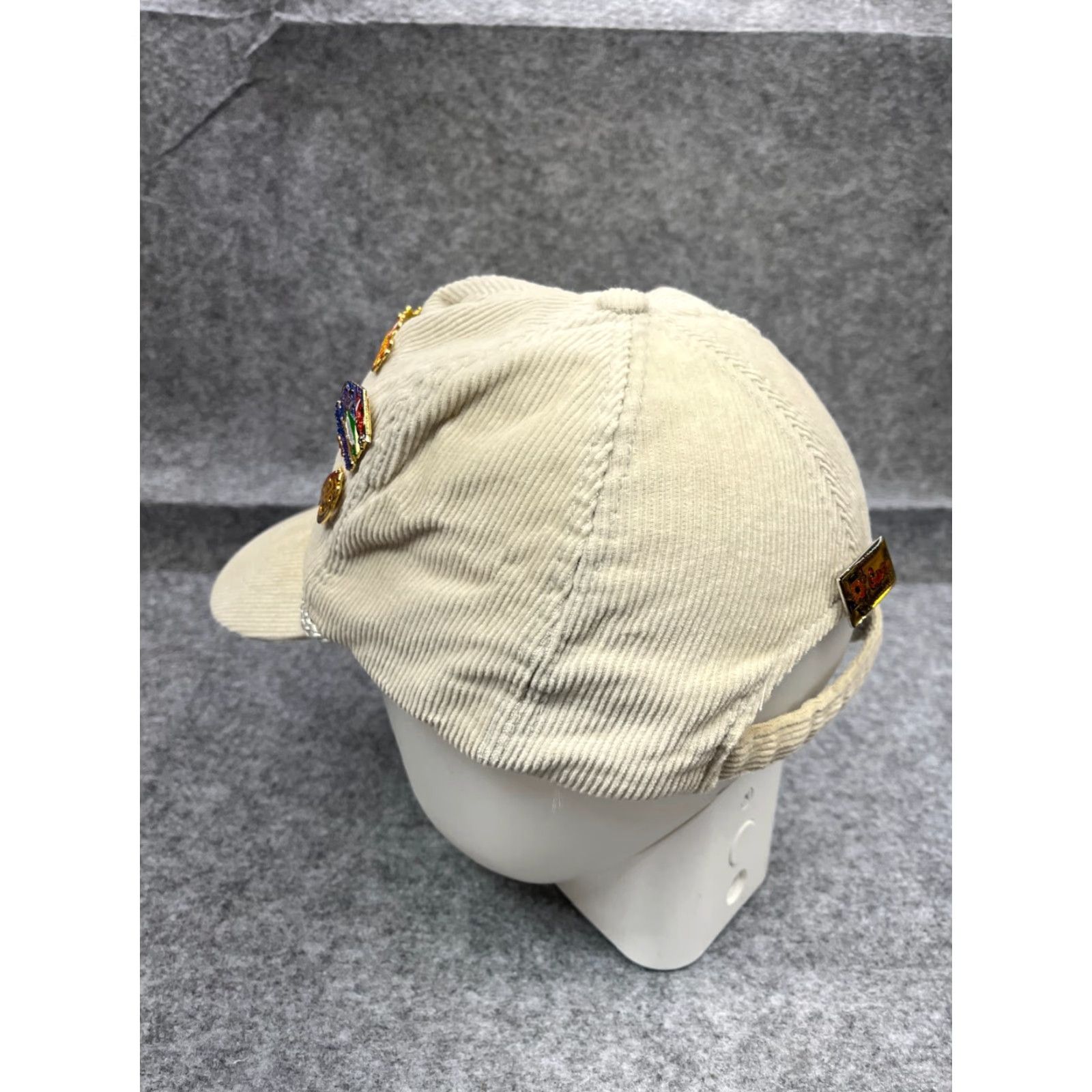 Vintage Grafitti Vintage Hat Cap Strap Back Adult OS Ivory Cotton Corduroy Rope w/Pins Size ONE SIZE - 5 Thumbnail