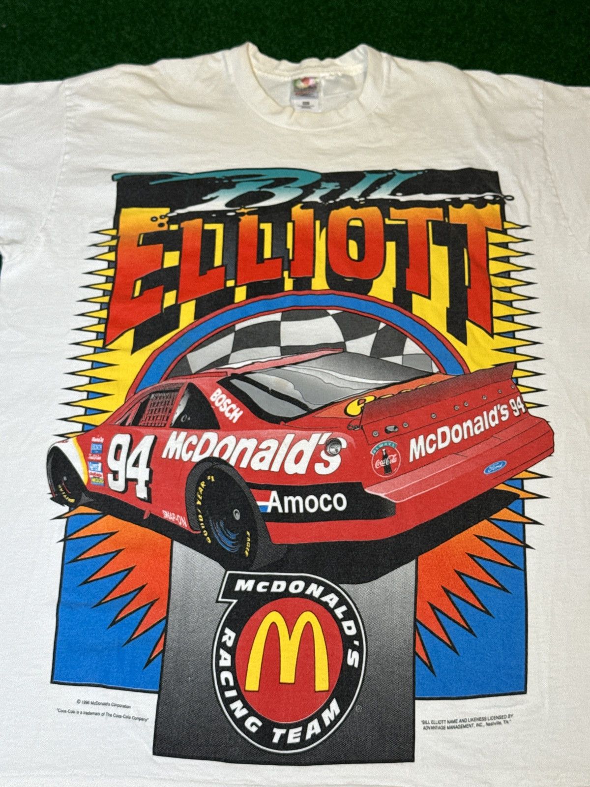 Fruit Of The Loom × NASCAR × Vintage Vintage 90s Mcdonalds Racing Bill Elliott Aop RARE T Shirt Size US XXL / EU 58 / 5 - 2 Thumbnail
