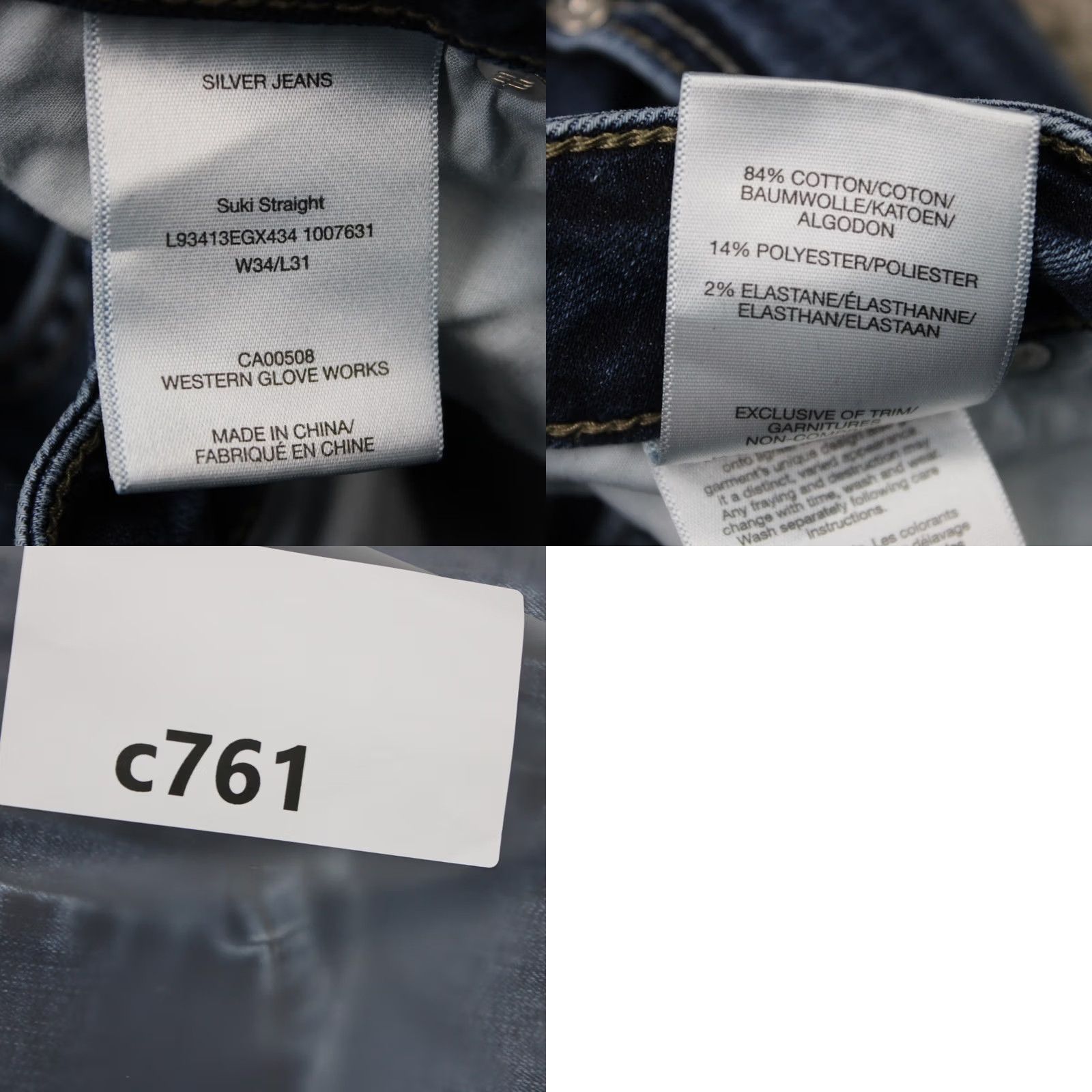 Silver Jeans Co. Silver Jeans Mens 34x31 Blue Suki Straight 5-Pocket Denim Jeans Reach 90s Hip Hop Cowboy Rock Y2K Mens Regular 34x31 Blue Denim Jeans Size US 34 / EU 50 - 9 Thumbnail