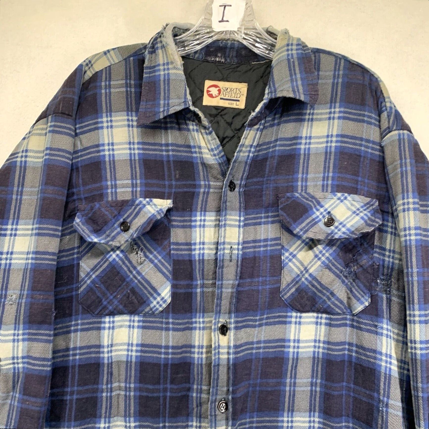 Vintage VINTAGE Sports Afield Quilted Plaid Jacket Large Blue Flannel Grunge Mens Size US L / EU 52-54 / 3 - 5 Thumbnail