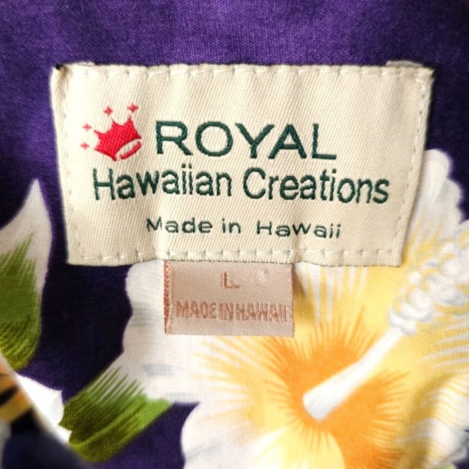 Vintage VINTAGE Royal Hawaiian Creations Shirt Mens Large Purple Cotton Button-Up Short Sleeve Hawaii Floral Theme Mens Size US L / EU 52-54 / 3 - 5 Thumbnail