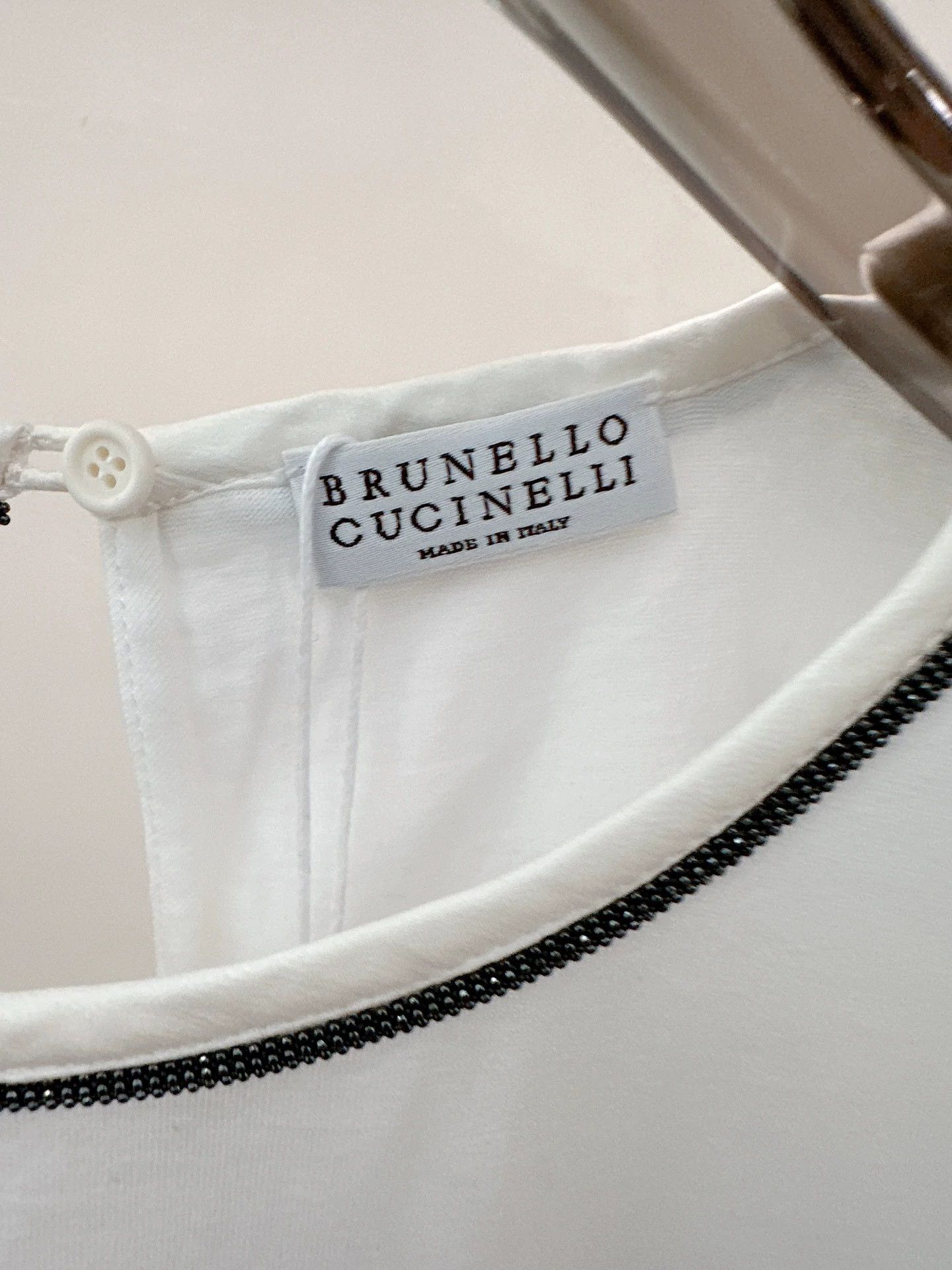 Brunello Cucinelli Brunello Cucinelli White Beaded T-shirt Size S Size S / US 4 / IT 40 - 3 Thumbnail